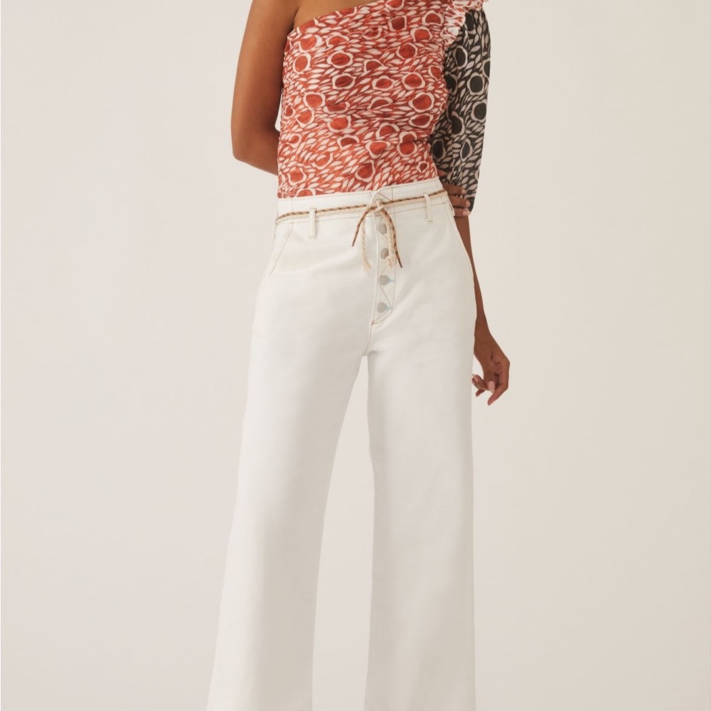 Pilcro White Patterned Lining Pants - image 4